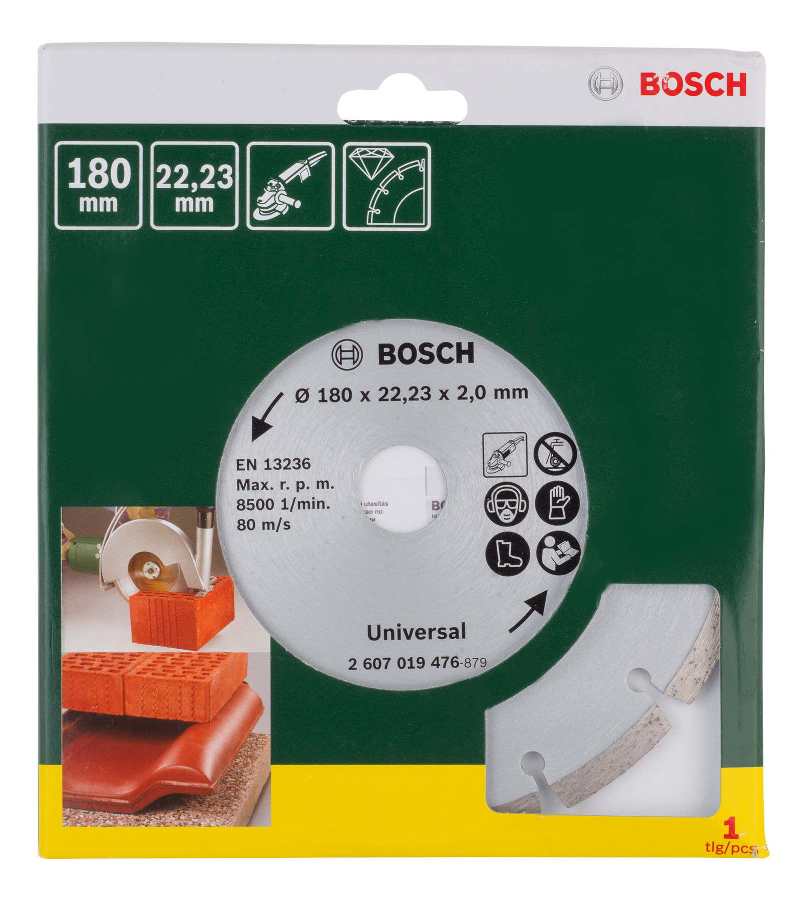 Disc diamantat Bosch universal pentru materiale de construcții 180x22,23x2 mm