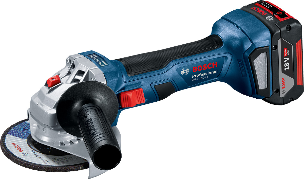 Kit Bosch 18V GDX 180-LI si GWS 180-LI cu 2 acumulatori 4Ah si incarcator