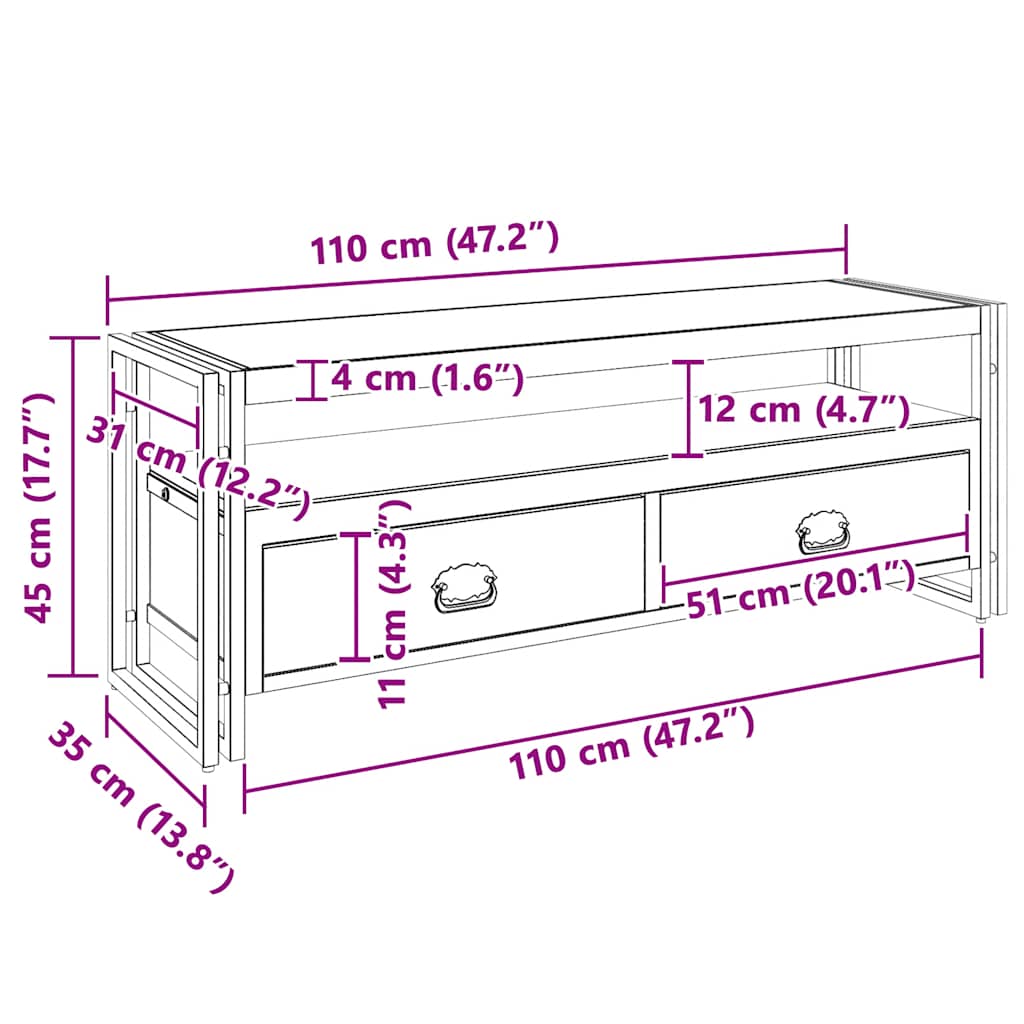 Comodă TV, 120 x 35 x 45 cm, lemn masiv de acacia GartenMobel Dekor