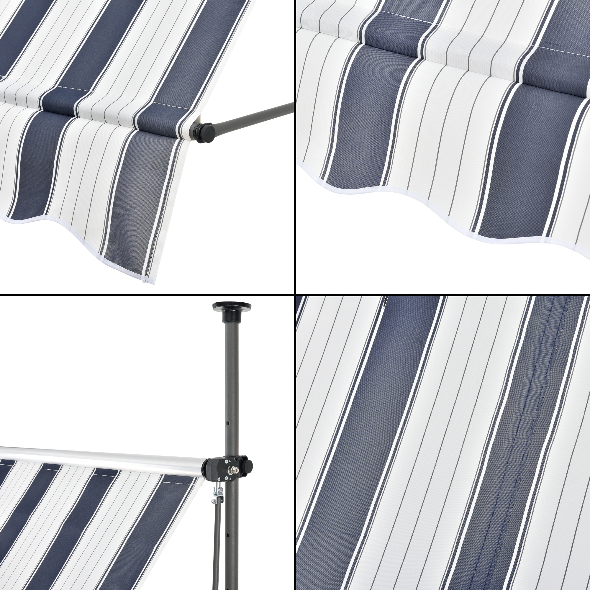 Marchiză cu prindere Stem 400x120 cm, reglabilă, albastru/alb