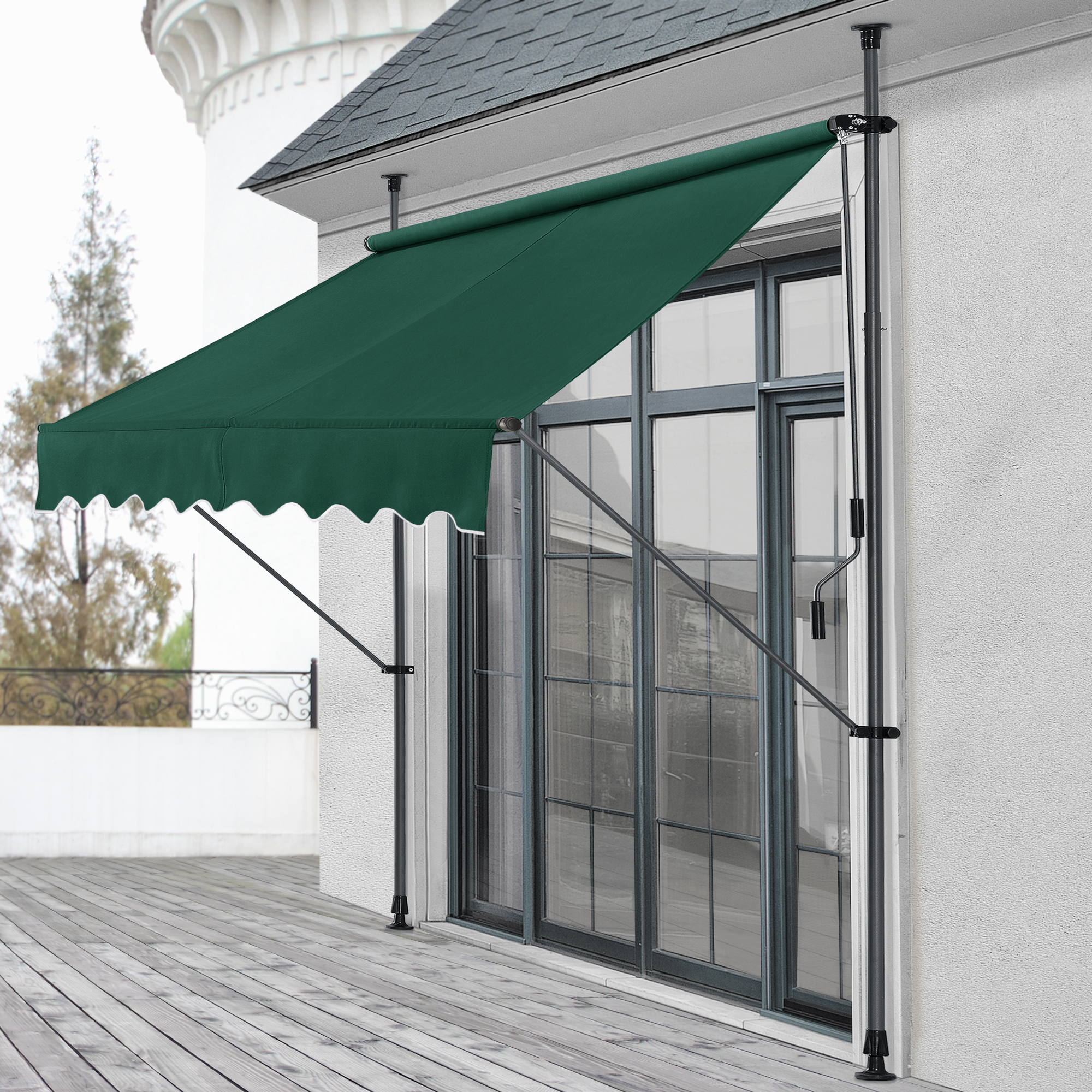 Copertină retractabilă cu prindere Stem 400x120 cm verde închis