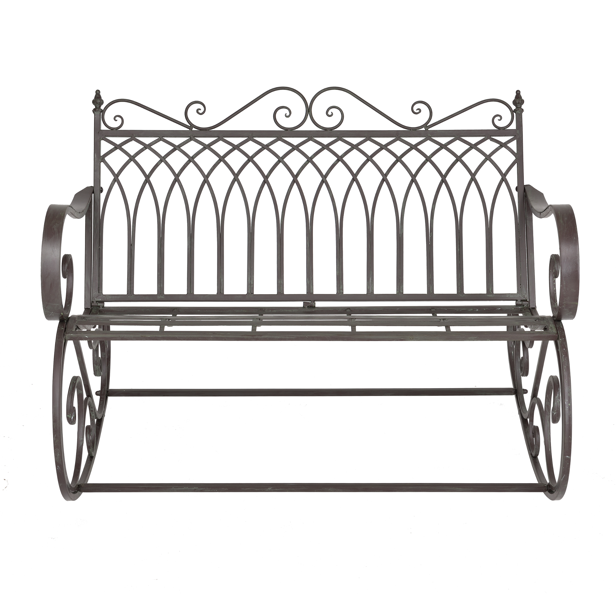 Bancă balansoar de grădină Greenough, metal, verde închis, 113 cm