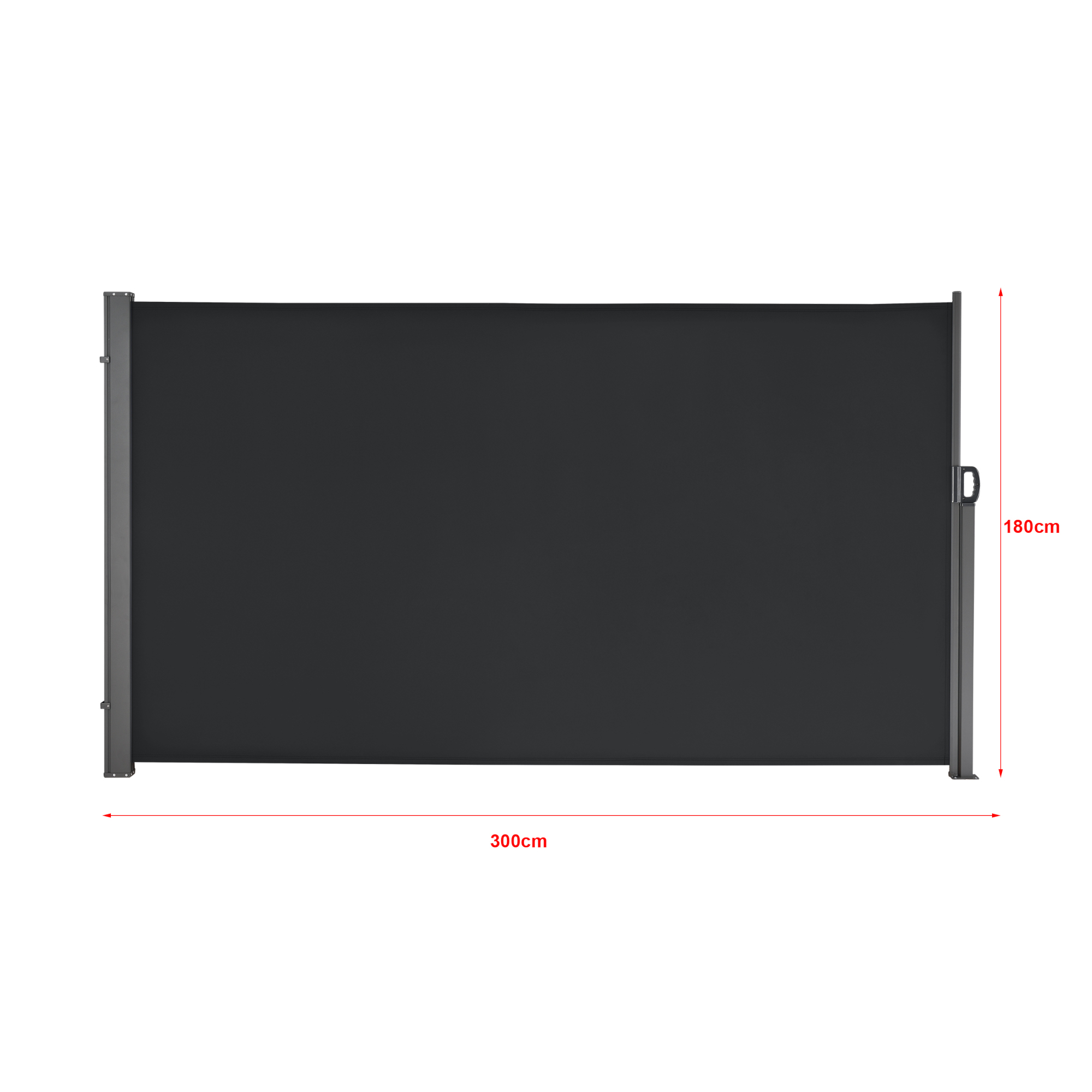 Paravan lateral retractabil 180x300 cm negru pentru terasă și balcon