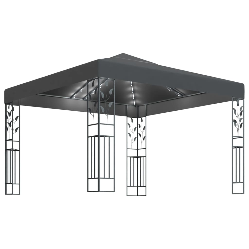 Pavilion cu șir de lumini LED, antracit, 3x3 m GartenMobel Dekor