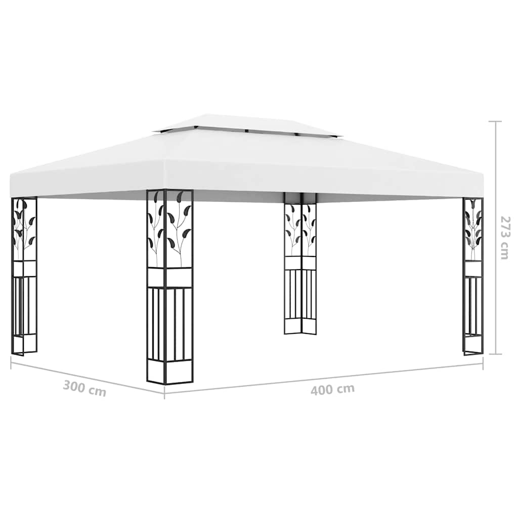 Pavilion cu acoperiș dublu & șiruri de lumini LED, alb, 3x4 m GartenMobel Dekor
