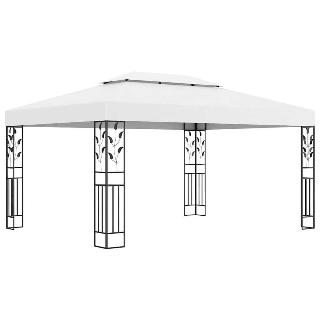 Pavilion cu acoperiș dublu & șiruri de lumini LED, alb, 3x4 m GartenMobel Dekor