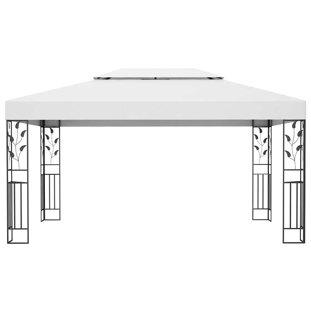 Pavilion cu acoperiș dublu & șiruri de lumini LED, alb, 3x4 m GartenMobel Dekor