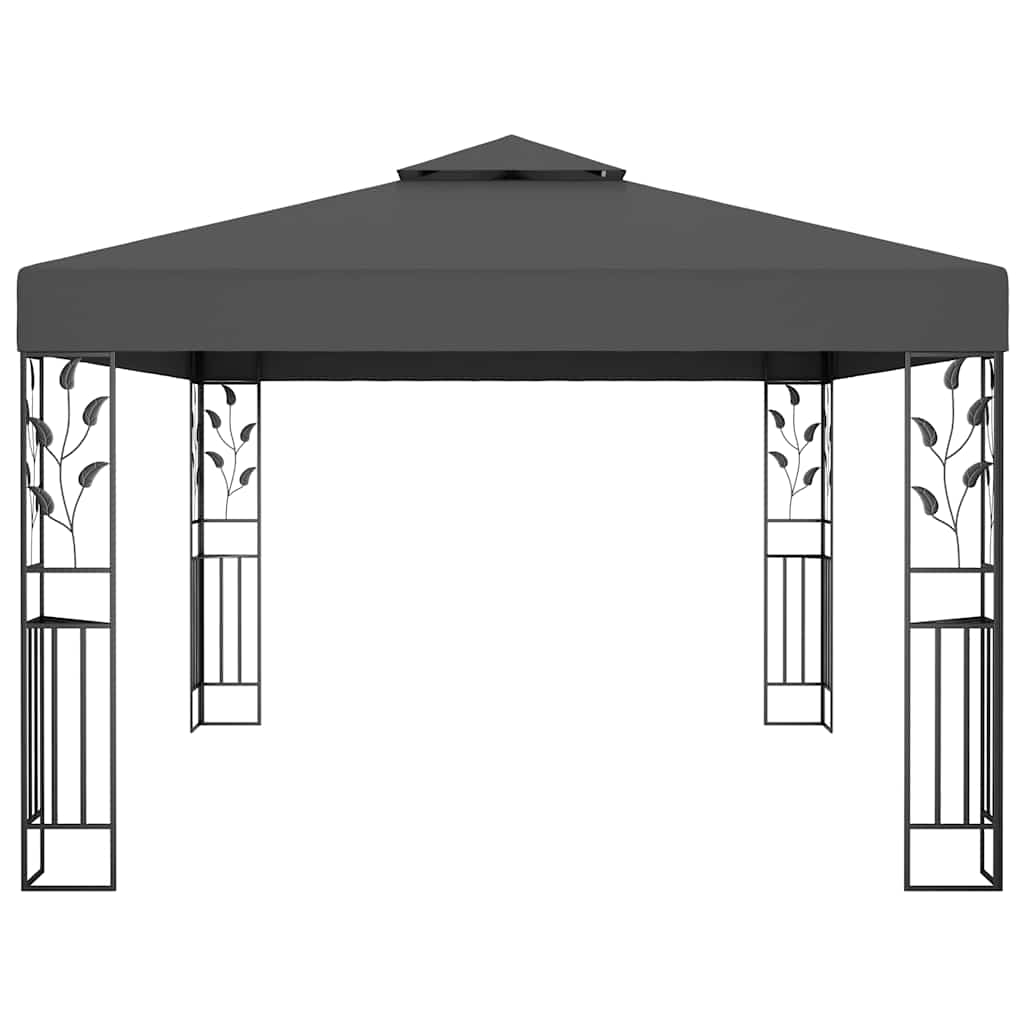 Pavilion cu acoperiș dublu&șiruri de lumini LED,antracit, 3x4 m GartenMobel Dekor