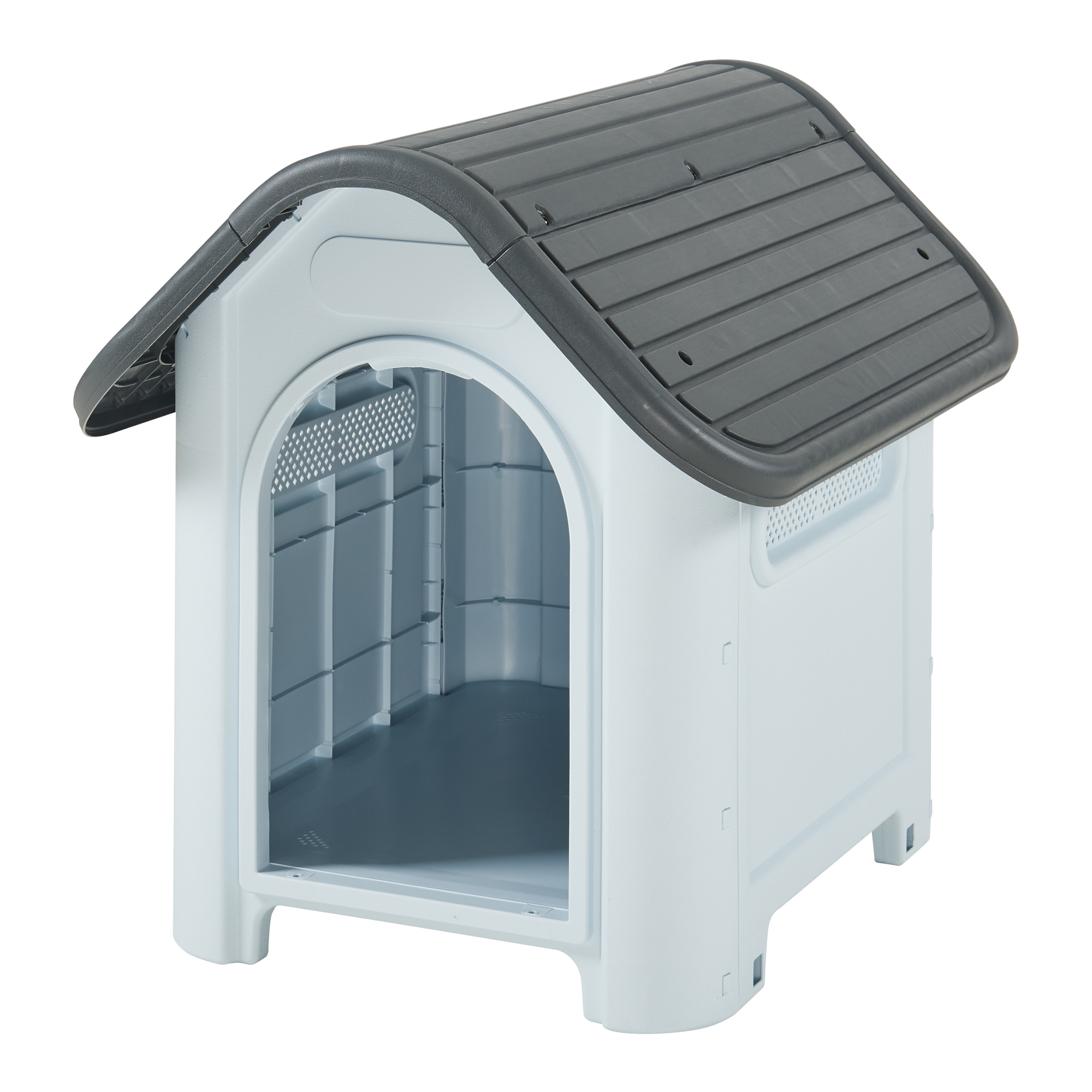 Cușcă pentru câini Bello din plastic, alb/gri, 75x59x66 cm