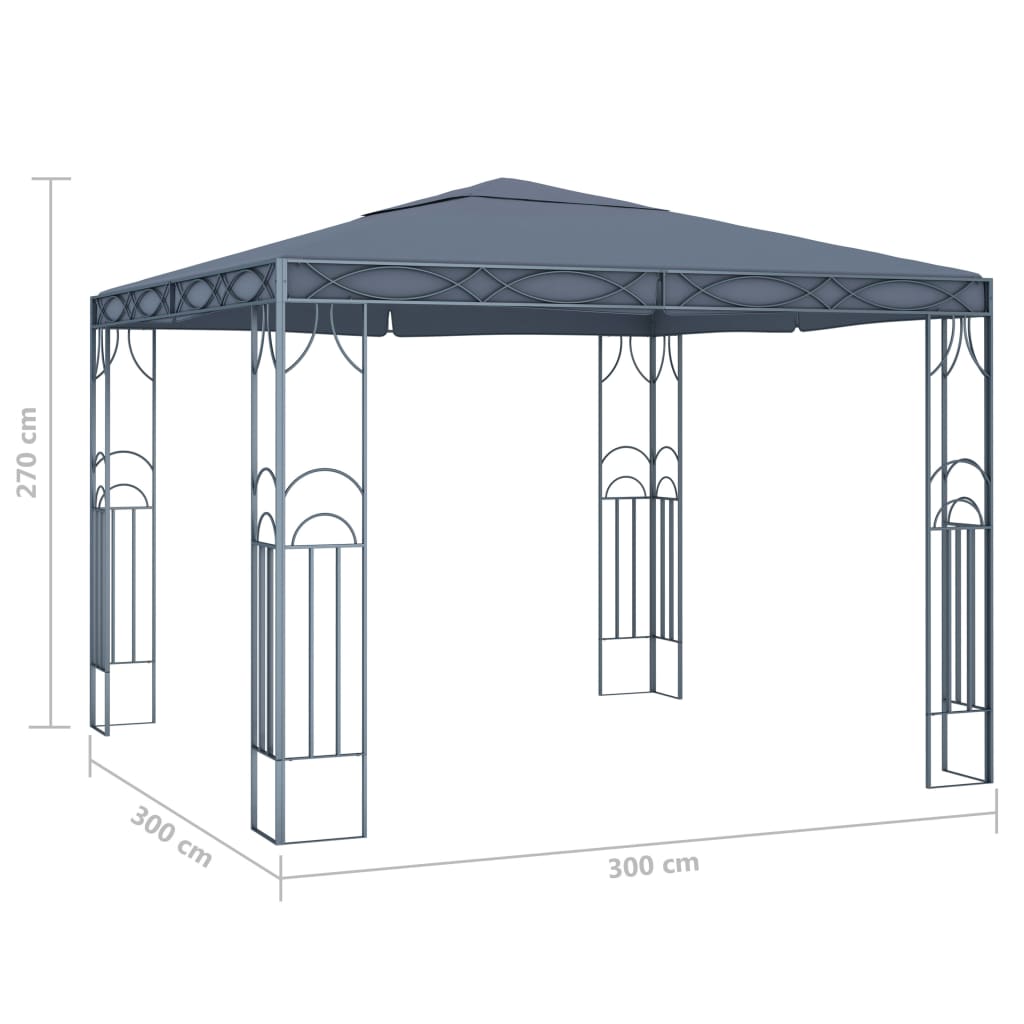 Pavilion cu șir de lumini LED, antracit, 300x300cm GartenMobel Dekor