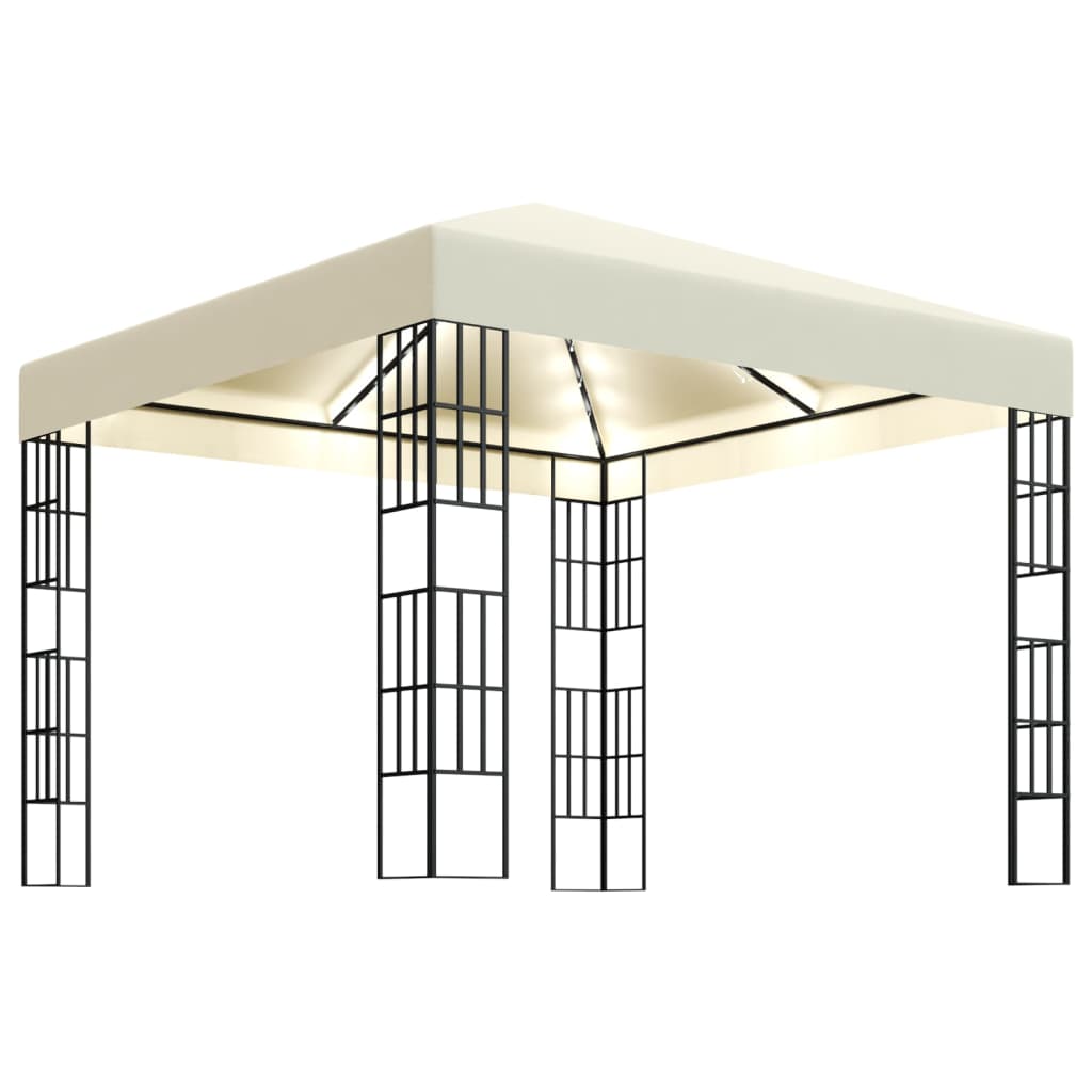 Pavilion cu șir de lumini LED, crem, 3x3 m GartenMobel Dekor