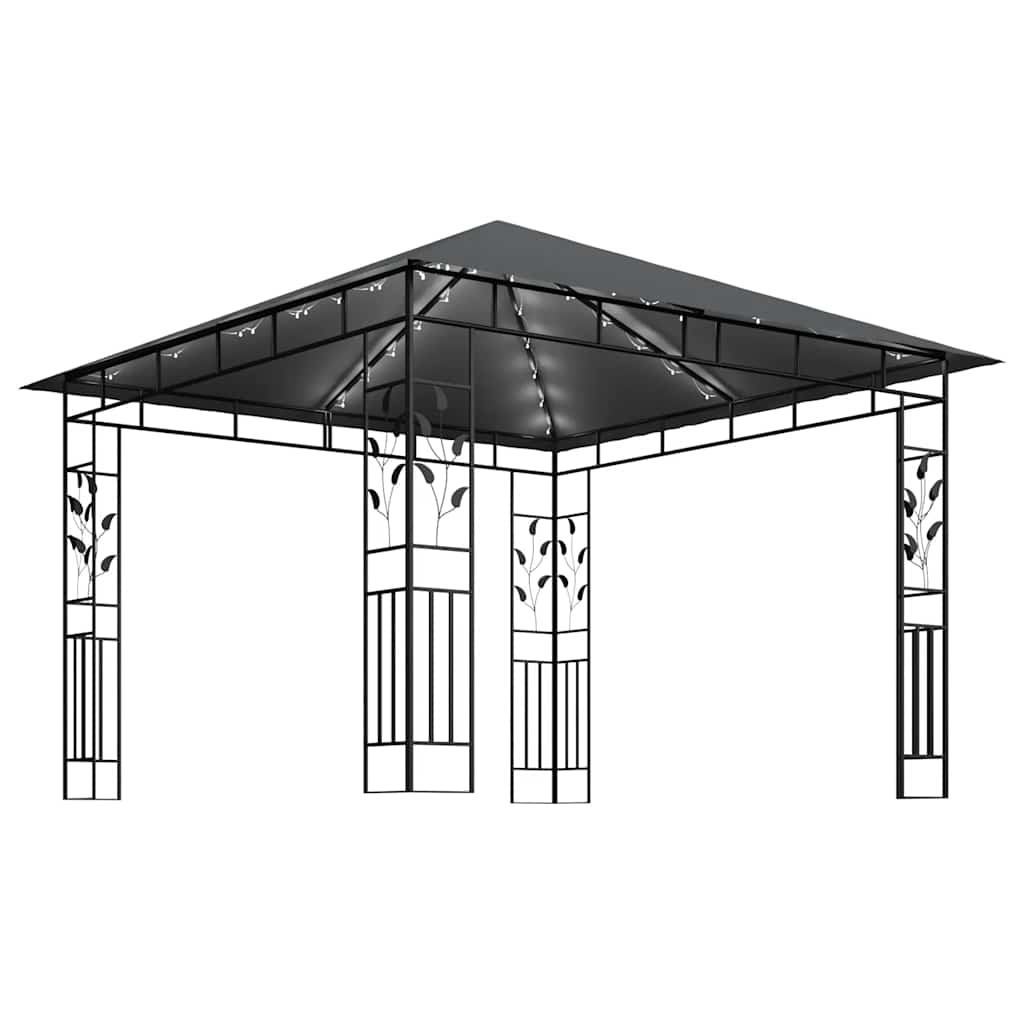 Pavilion cu plasă anti-țânțari&lumini LED, antracit, 3x3x2,73 m GartenMobel Dekor