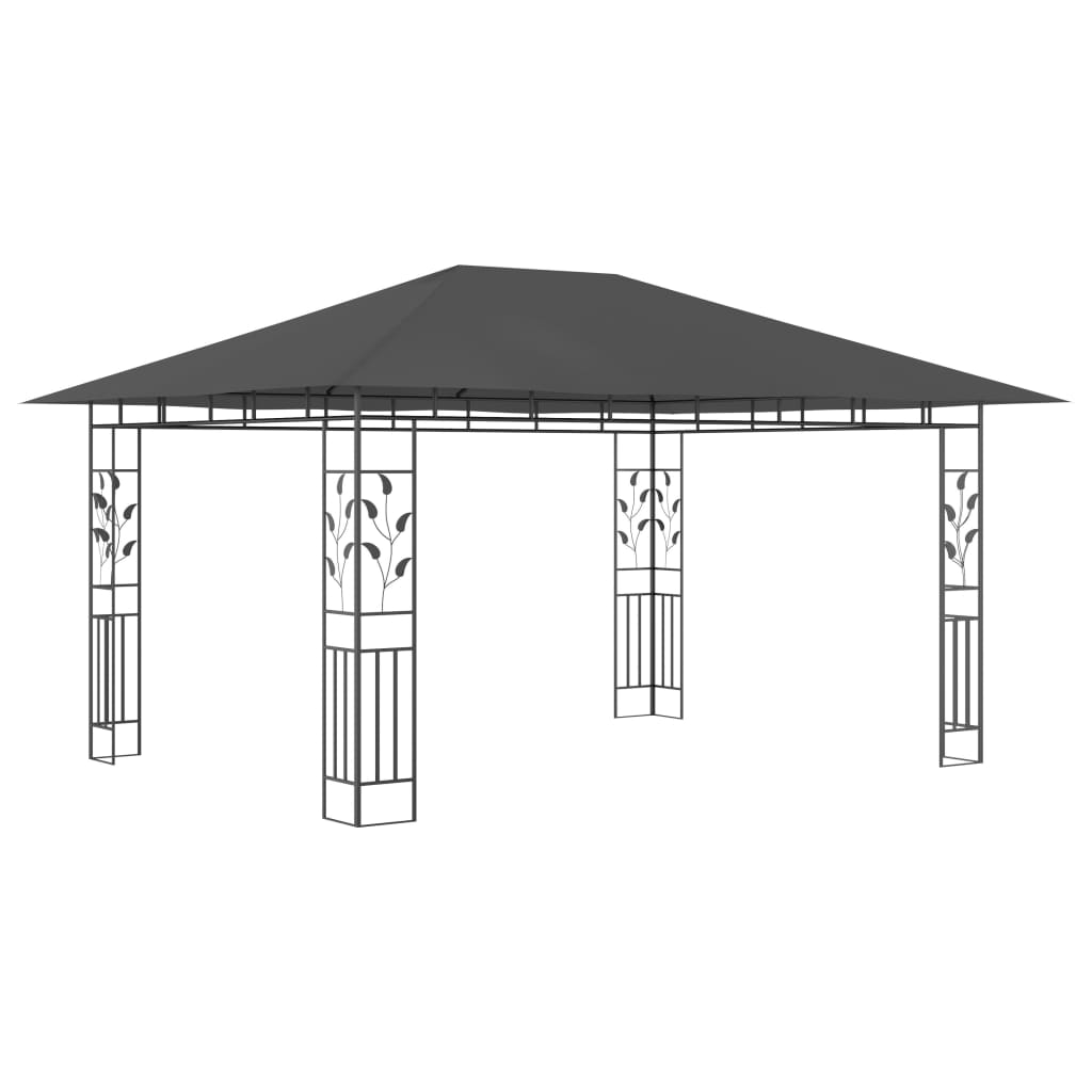 Pavilion cu plasă anti-țânțari&lumini LED, antracit, 4x3x2,73 m GartenMobel Dekor