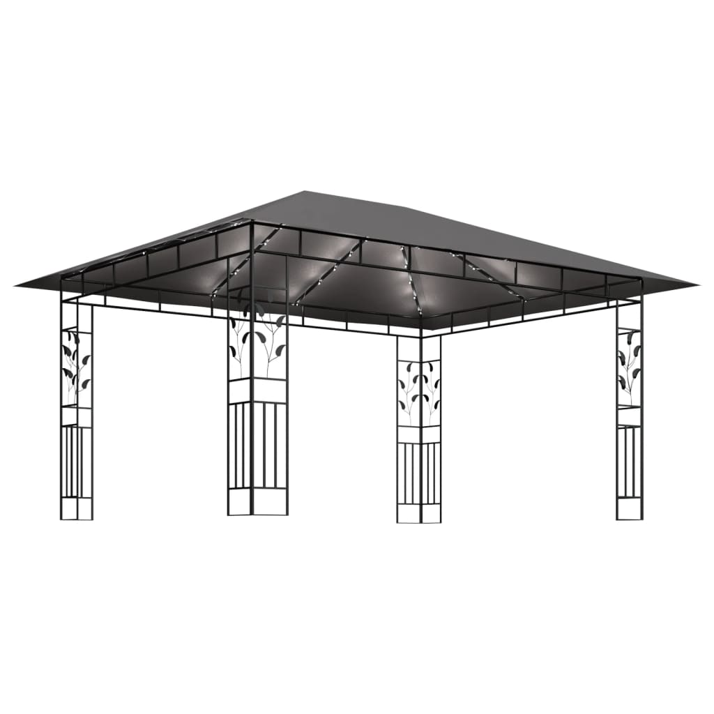 Pavilion cu plasă anti-țânțari&lumini LED, antracit, 4x3x2,73 m GartenMobel Dekor