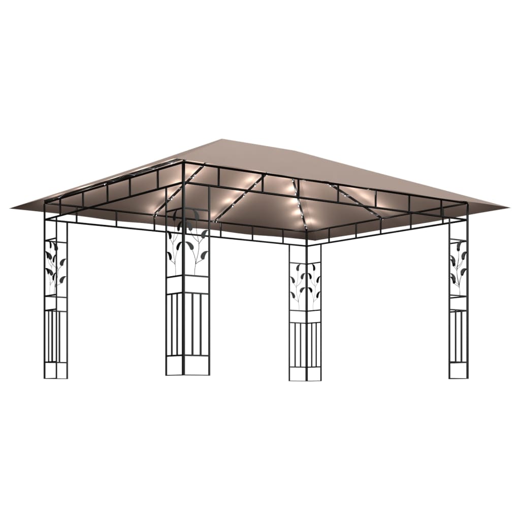 Pavilion cu plasă anti-țânțari&lumini LED,gri taupe, 4x3x2,73 m GartenMobel Dekor