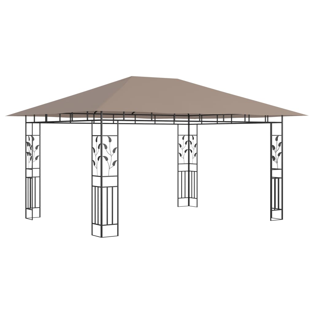 Pavilion cu plasă anti-țânțari&lumini LED,gri taupe, 4x3x2,73 m GartenMobel Dekor