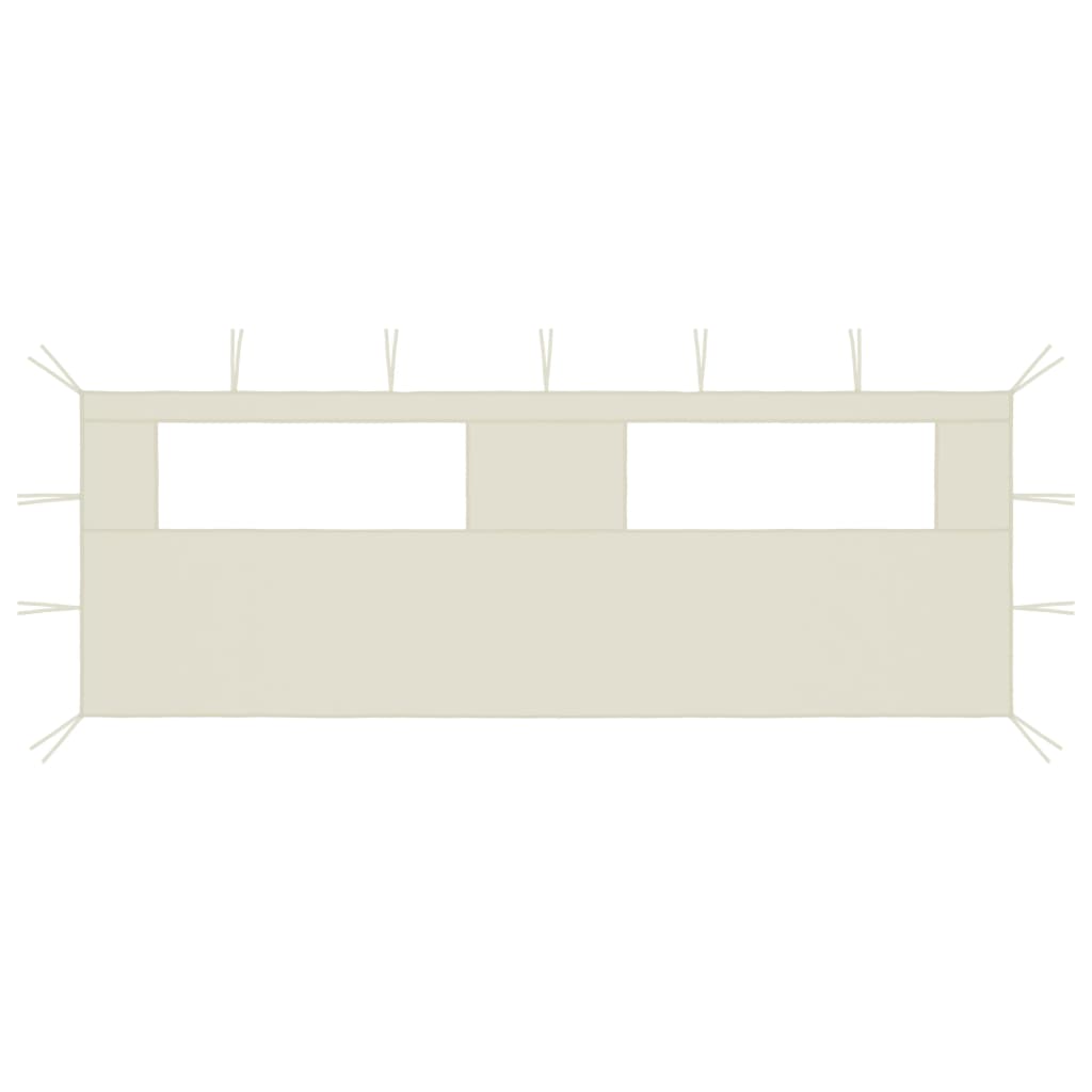Perete lateral foișor cu ferestre, 6x2 m, crem GartenMobel Dekor