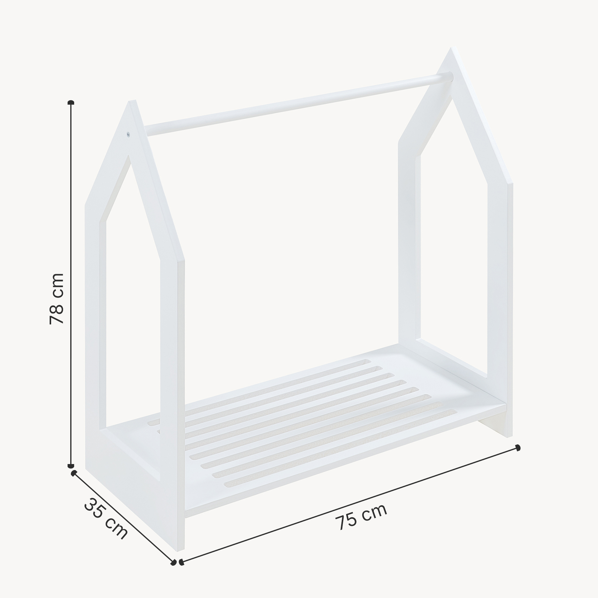 Cuier pentru copii Langeskov alb cu poliță, 78x75x35 cm