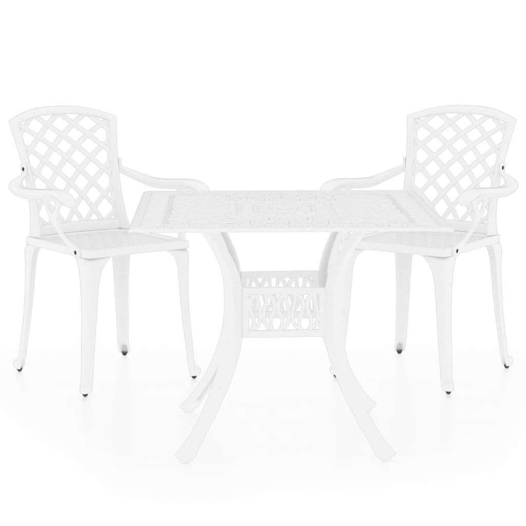 Set mobilier bistro, 3 piese, alb, aluminiu turnat GartenMobel Dekor