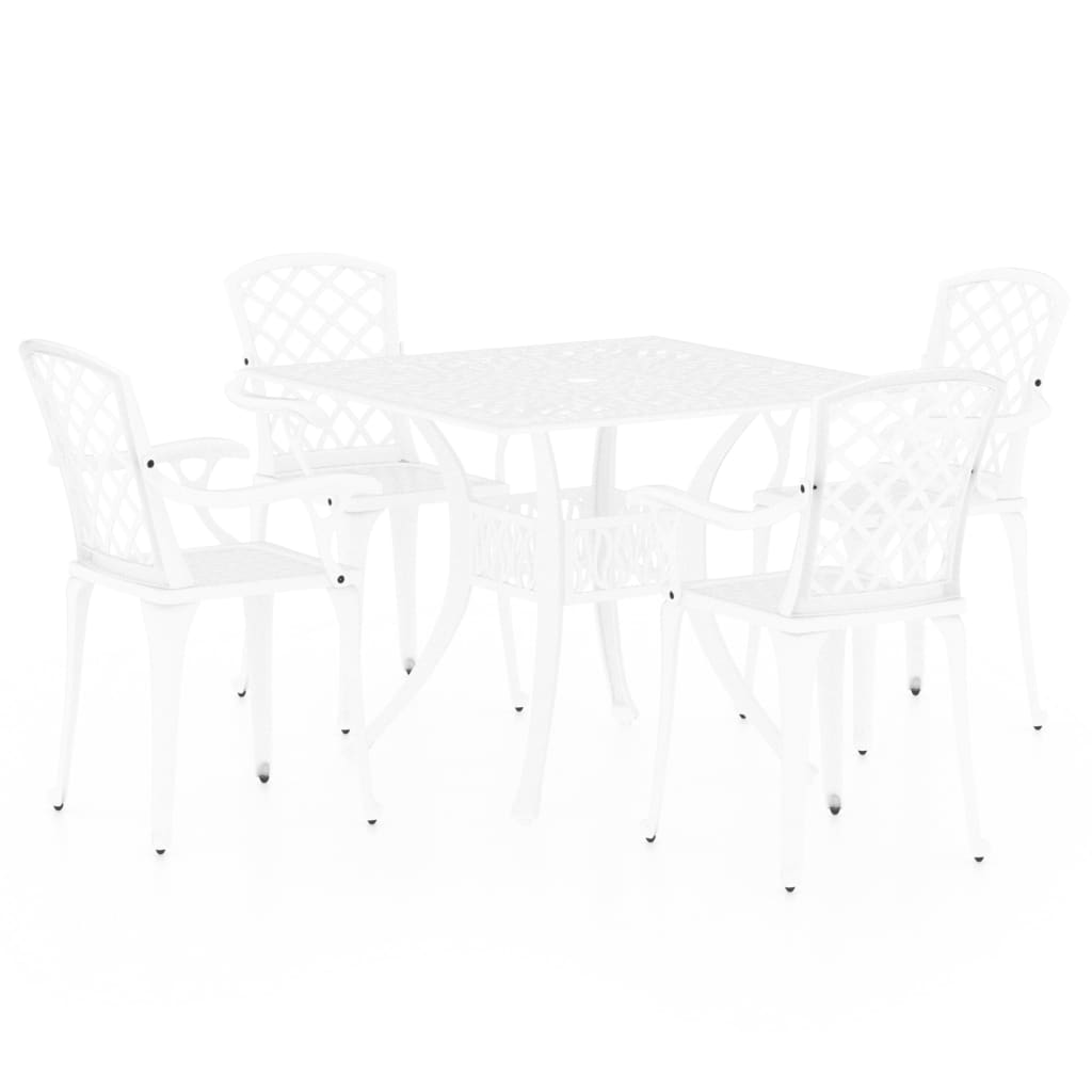 Set mobilier bistro, 5 piese, alb, aluminiu turnat GartenMobel Dekor
