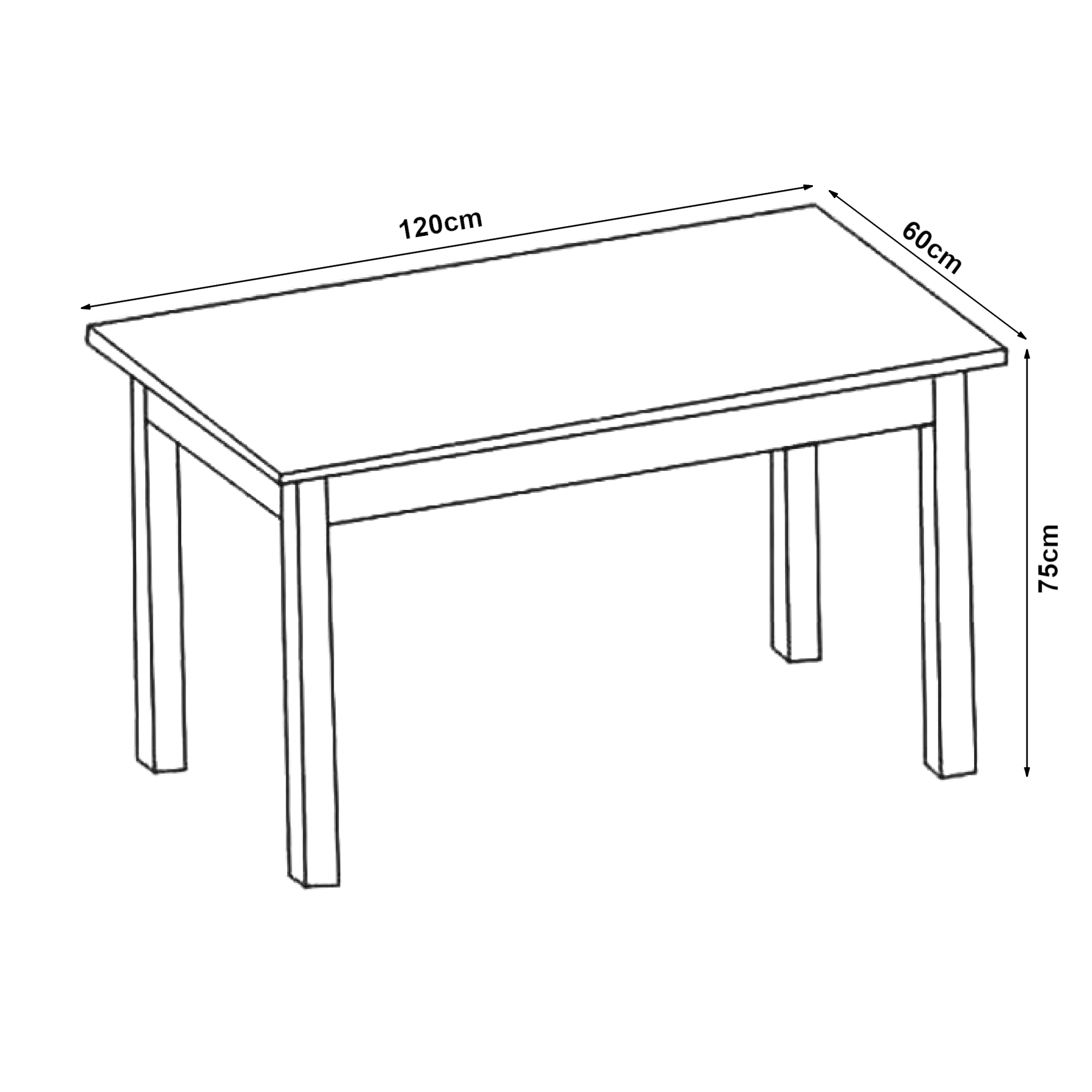 Masă de dining Den Haag albă 120x60 cm, pentru 4 persoane