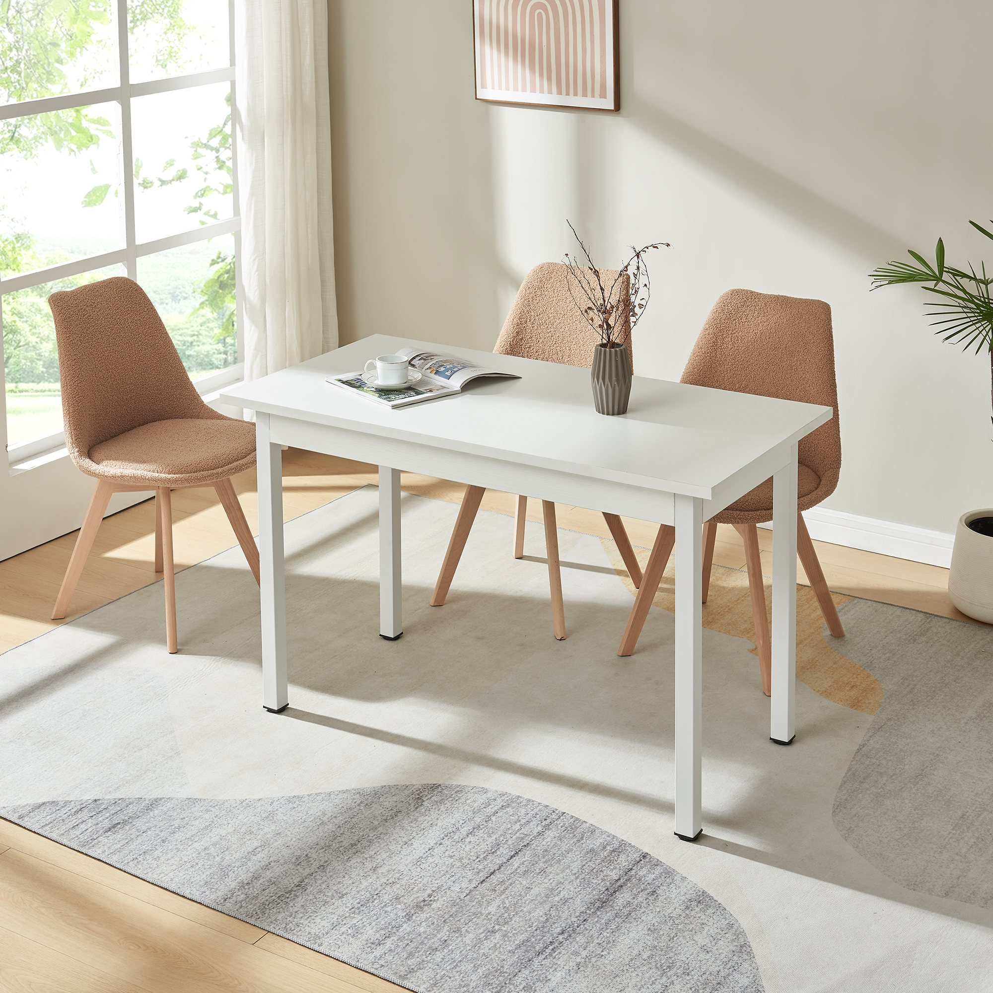 Masă de dining Den Haag albă 120x60 cm, pentru 4 persoane