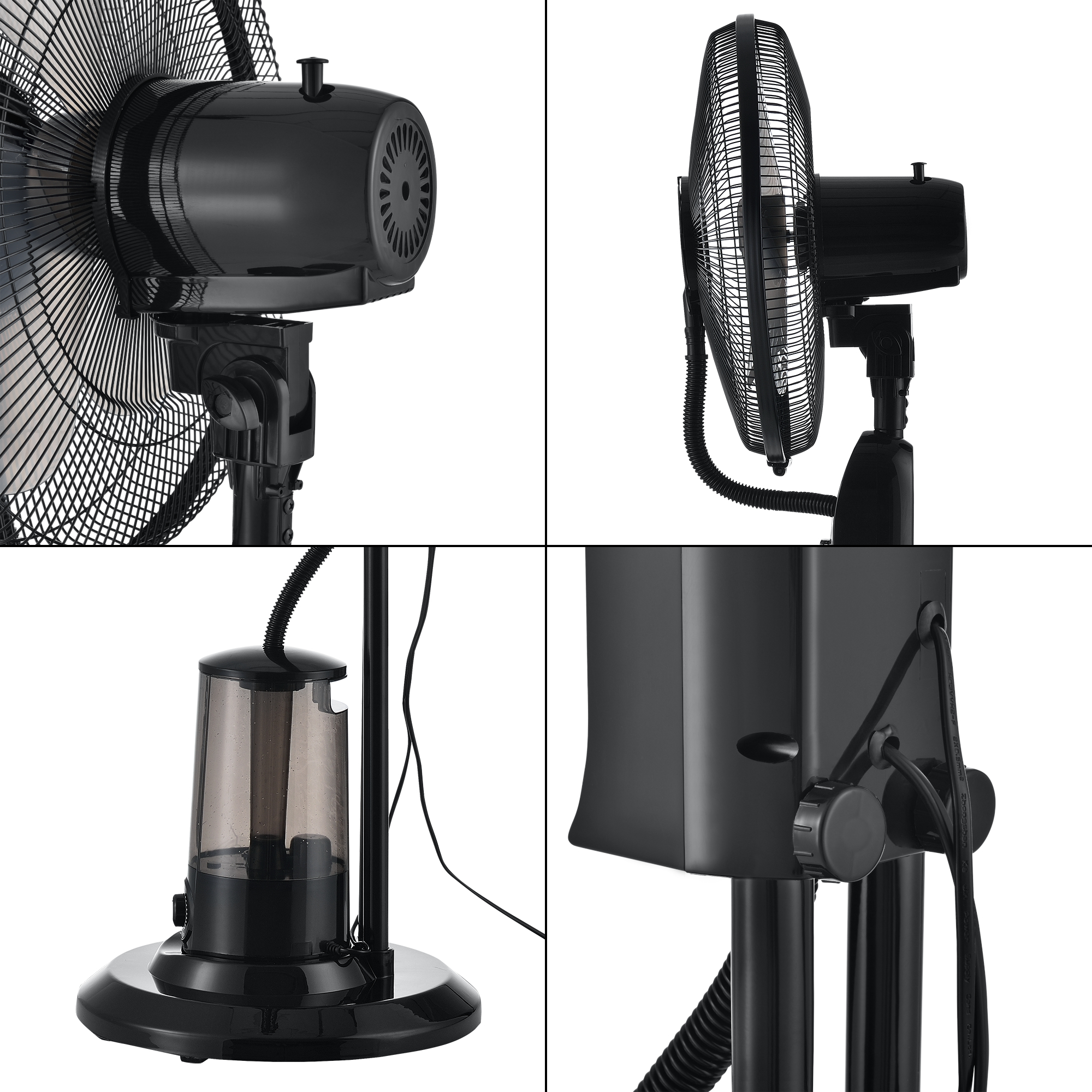 Ventilator cu nebulizare Ninove 75W, 3 viteze, rezervor 3,2L, negru