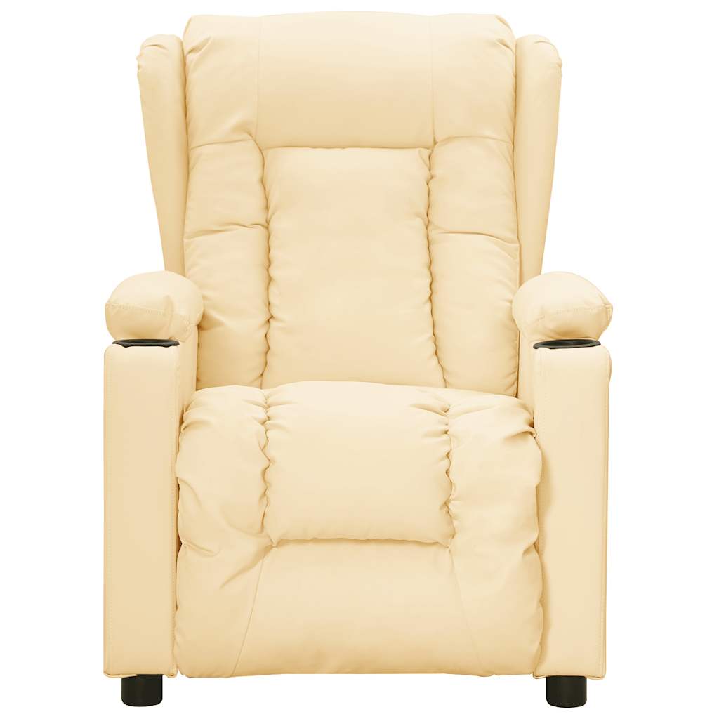 Fotoliu de masaj electric, crem, piele ecologică GartenMobel Dekor