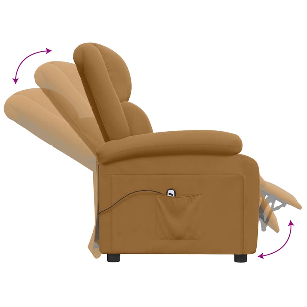 Fotoliu de masaj electric, maro, catifea GartenMobel Dekor