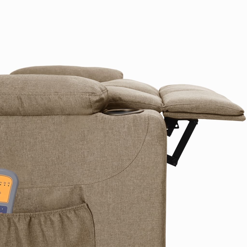 Fotoliu de masaj electric rabatabil, gri taupe, textil GartenMobel Dekor