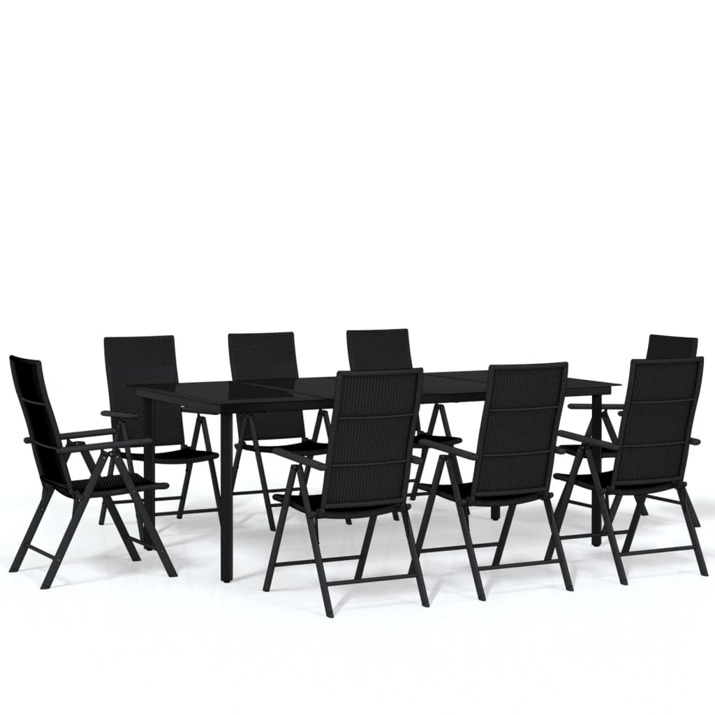 Set mobilier de grădină, 9 piese, negru GartenMobel Dekor