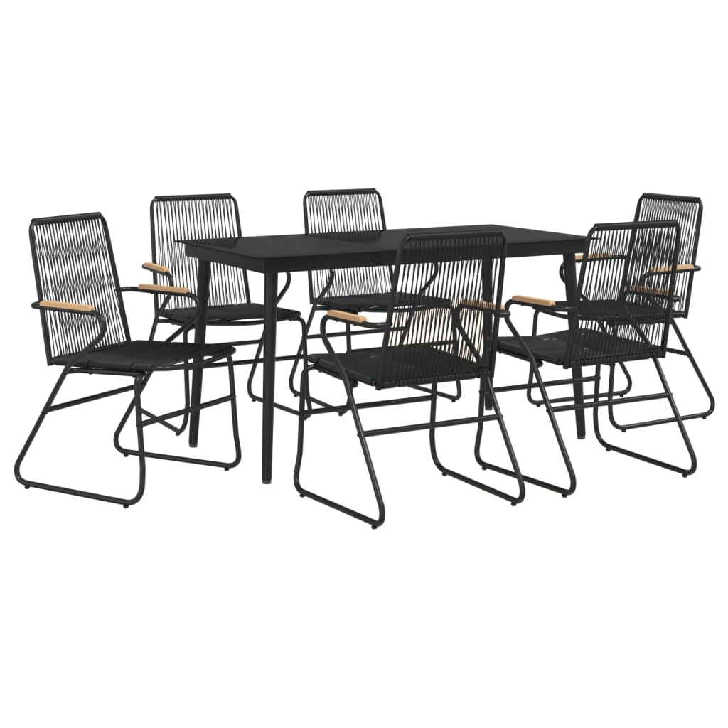 Set mobilier de grădină, 7 piese, negru, ratan PVC GartenMobel Dekor