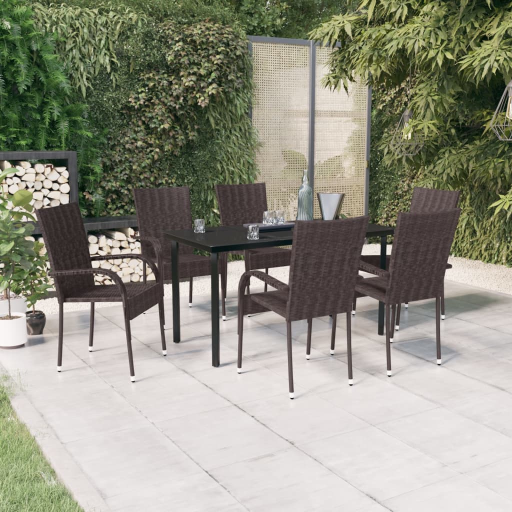 Set mobilier de grădină, 7 piese, maro și negru GartenMobel Dekor