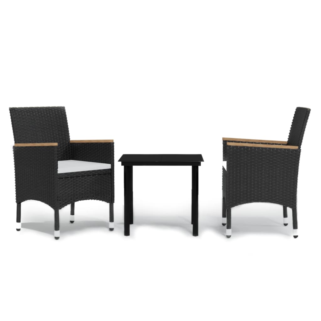 Set mobilier de grădină cu perne, 3 piese, negru GartenMobel Dekor