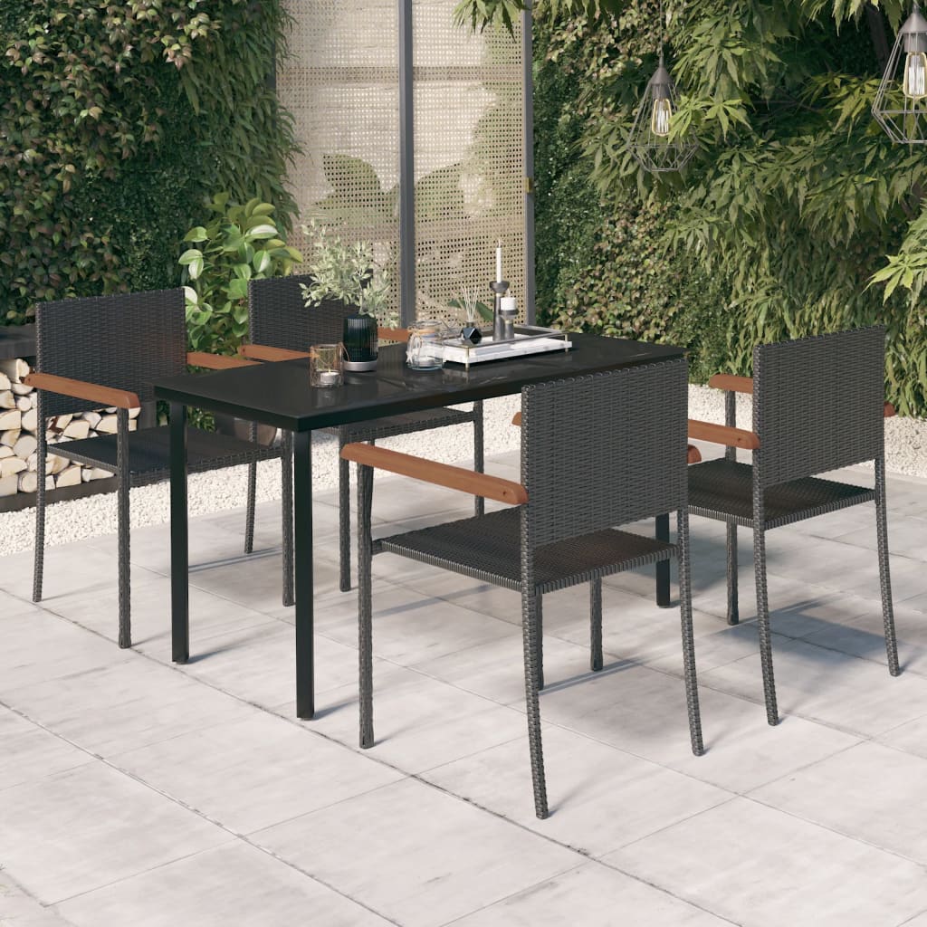 Set de mobilier pentru grădină, 5 piese, negru GartenMobel Dekor