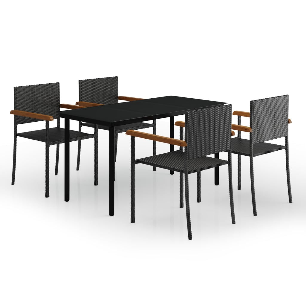 Set de mobilier pentru grădină, 5 piese, negru GartenMobel Dekor