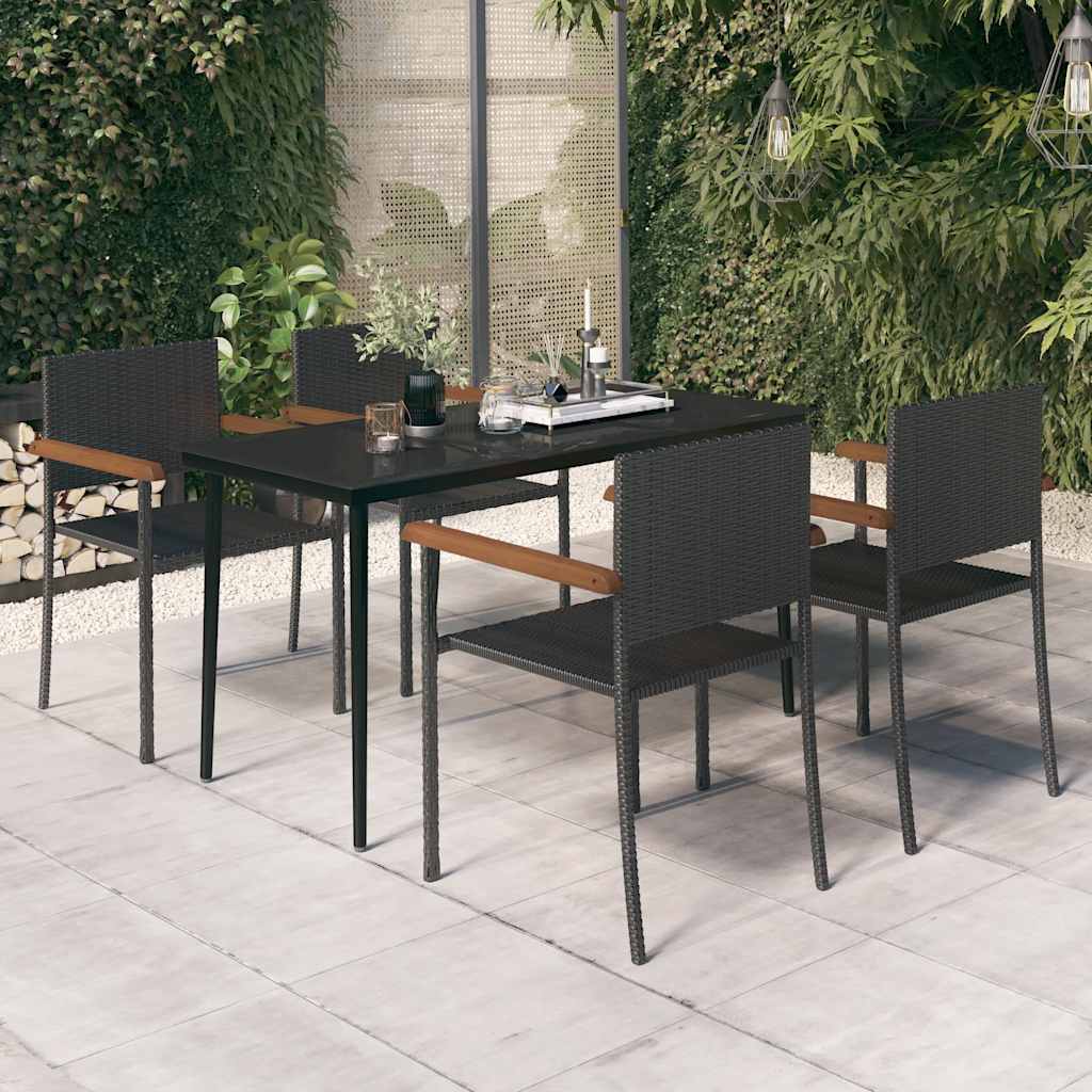 Set de servit masa pentru grădină, 5 piese, negru GartenMobel Dekor
