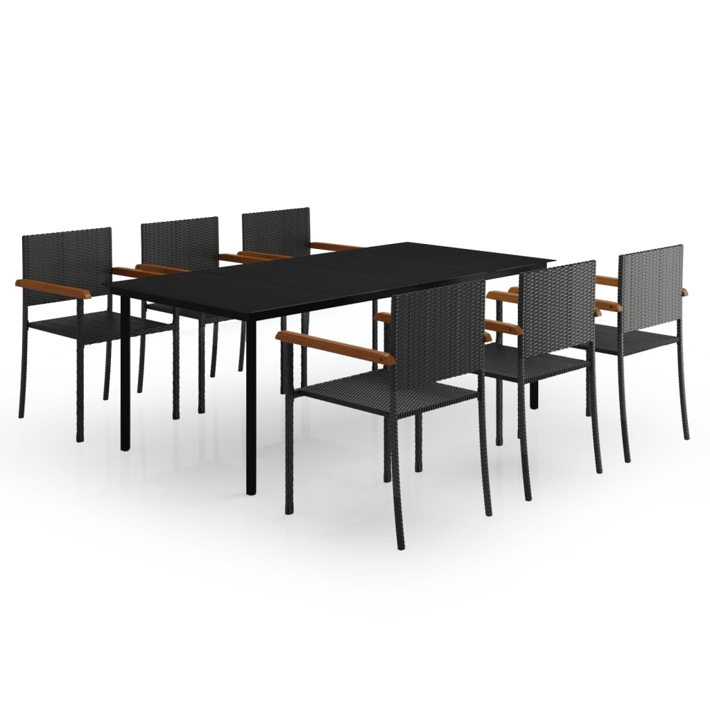 Set mobilier de grădină, 7 piese, negru GartenMobel Dekor