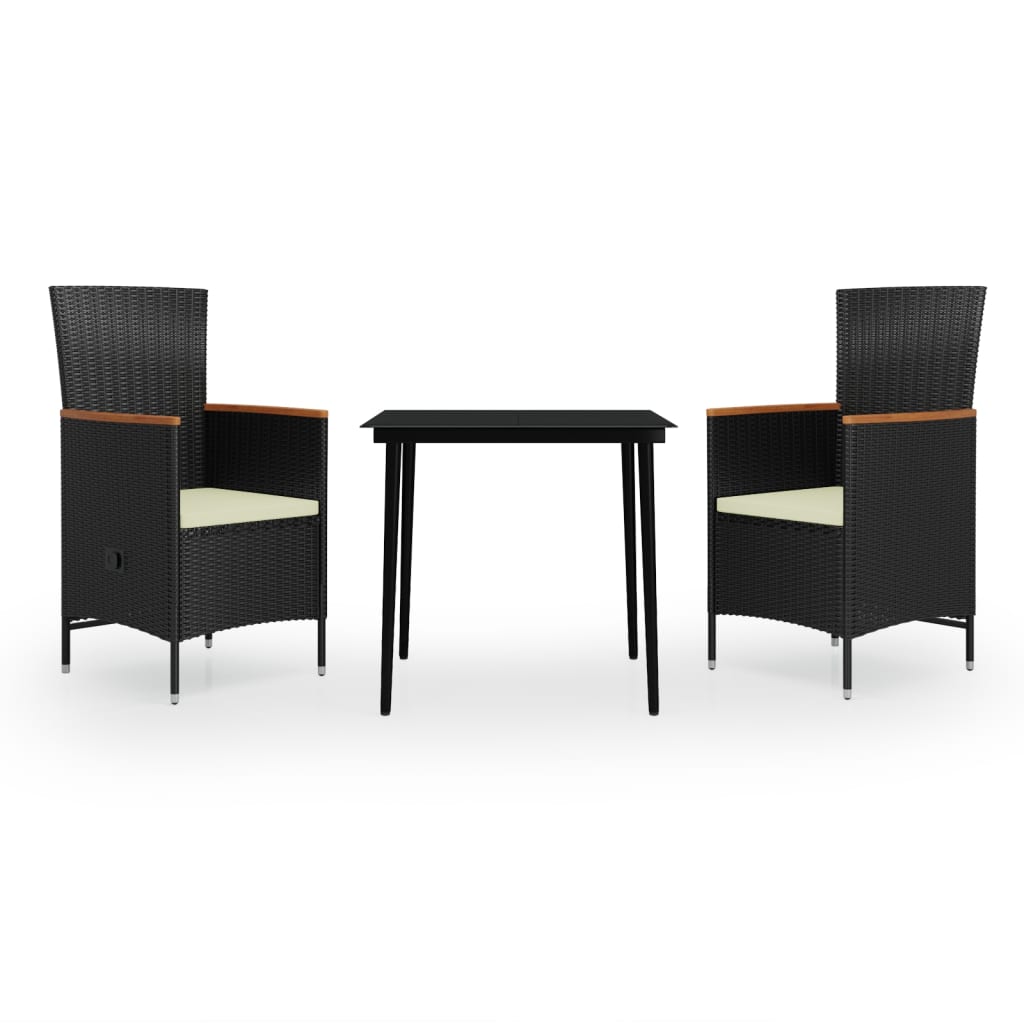 Set mobilier de grădină cu perne, 3 piese, negru GartenMobel Dekor