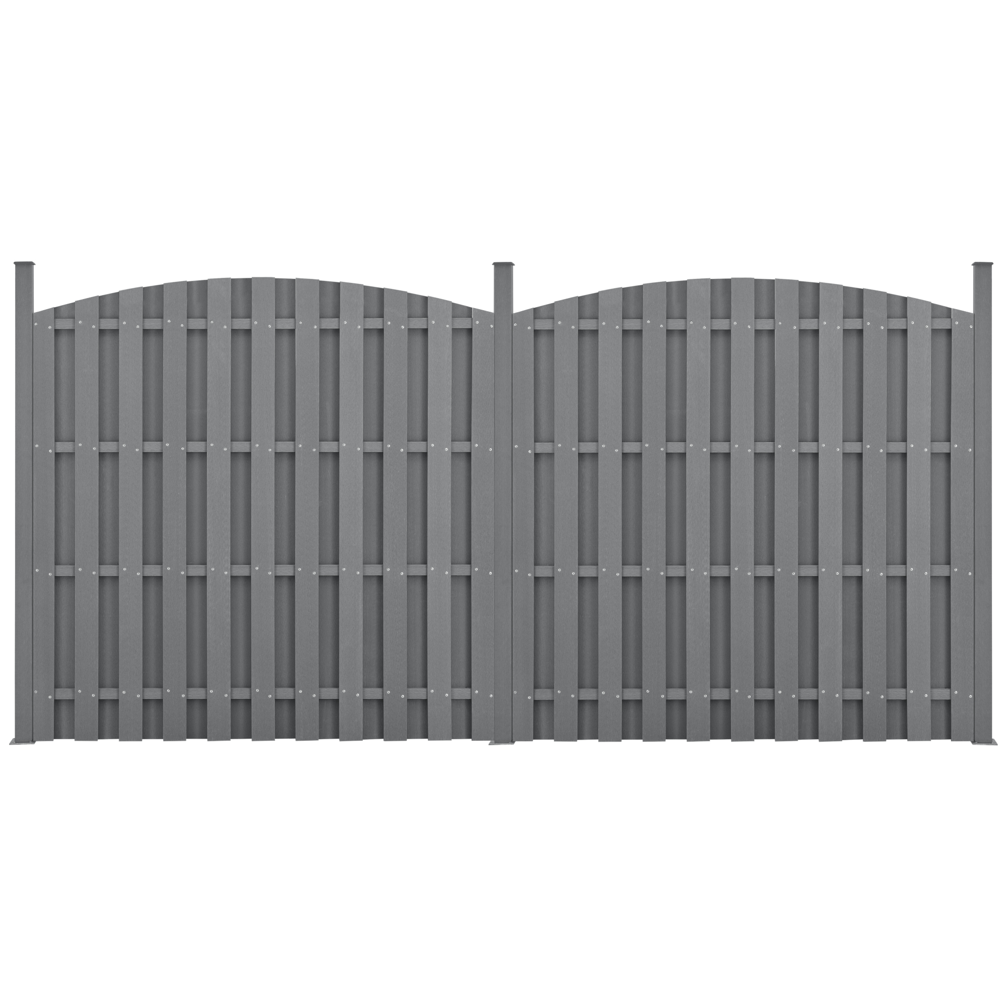 Gard WPC de grădină cu arcadă, 185 x 376 cm, gri, cu stâlpi