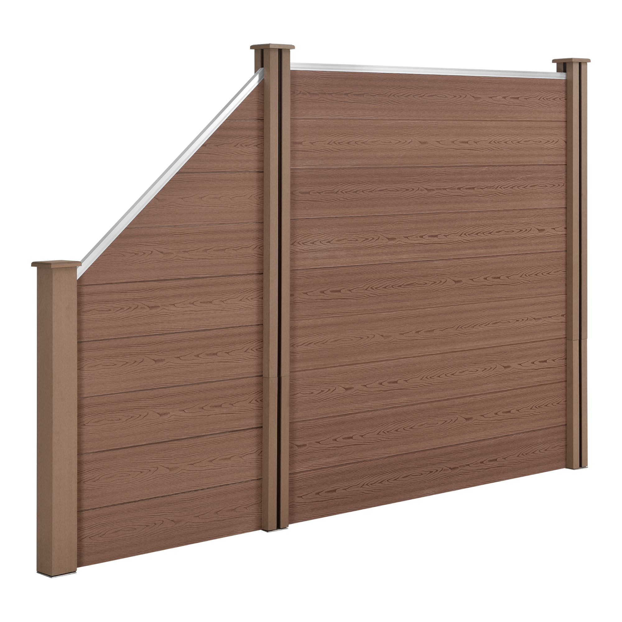 Gard WPC maro cu element înclinat 183x277 cm pentru grădină