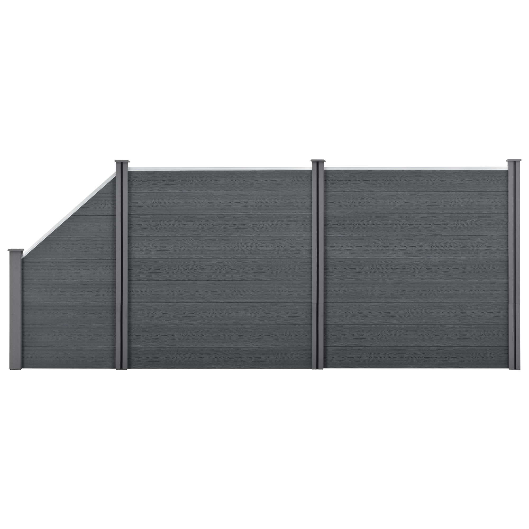 Gard WPC gri cu element inclinat pentru gradina, 183x451 cm