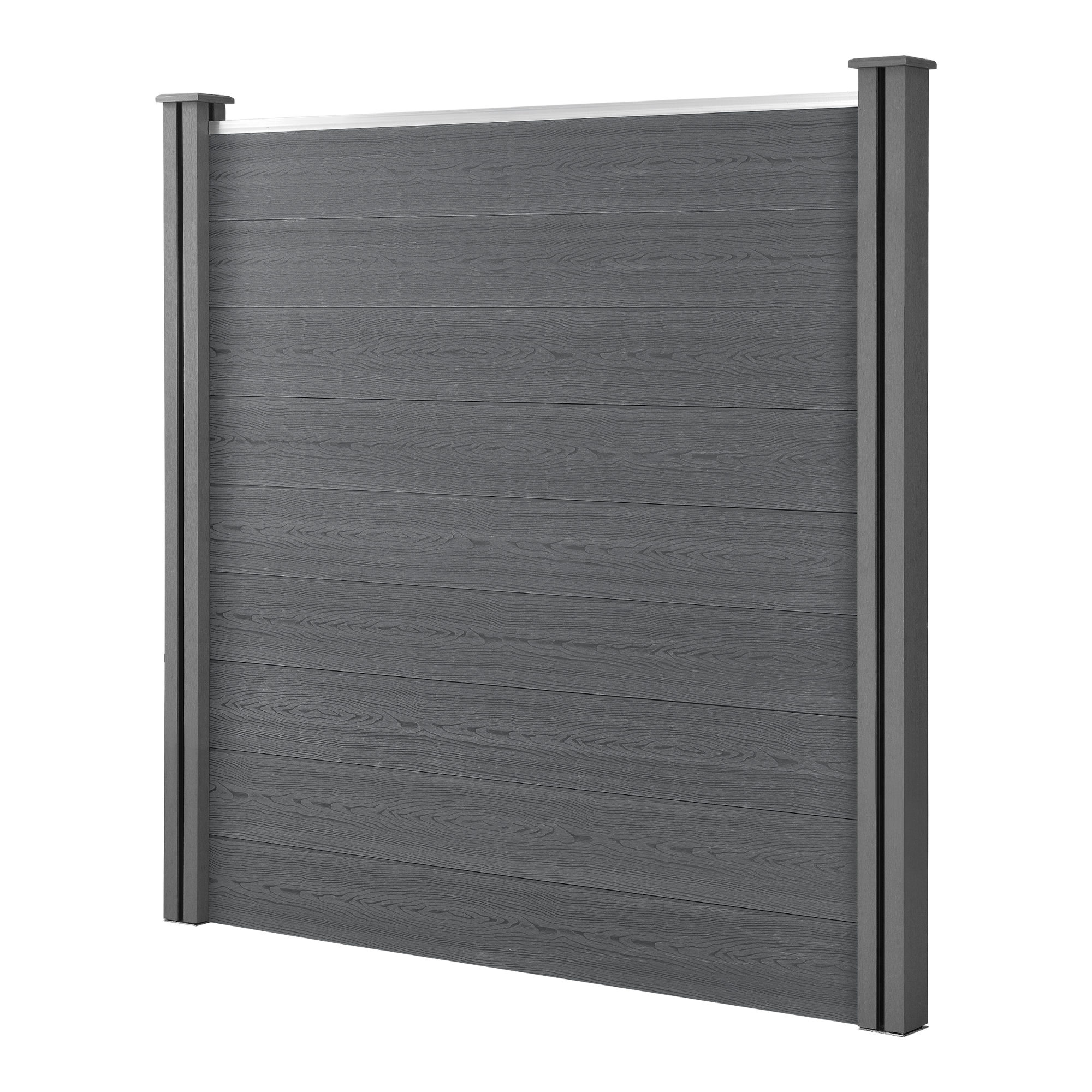 Gard WPC gri cu element inclinat pentru gradina, 183x451 cm