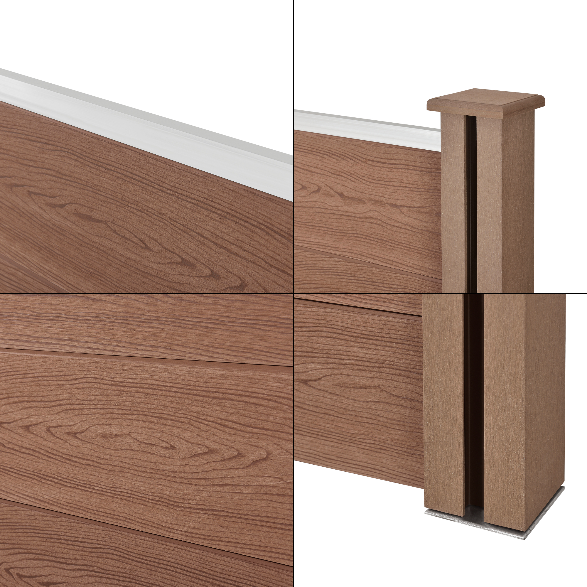 Gard WPC maro cu element inclinat pentru gradina 183x799 cm