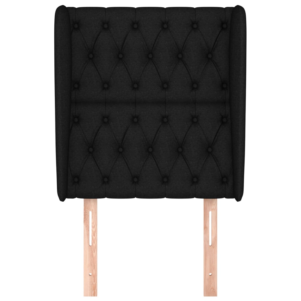 Tăblie de pat cu aripioare, negru, 83x23x118/128 cm, textil GartenMobel Dekor