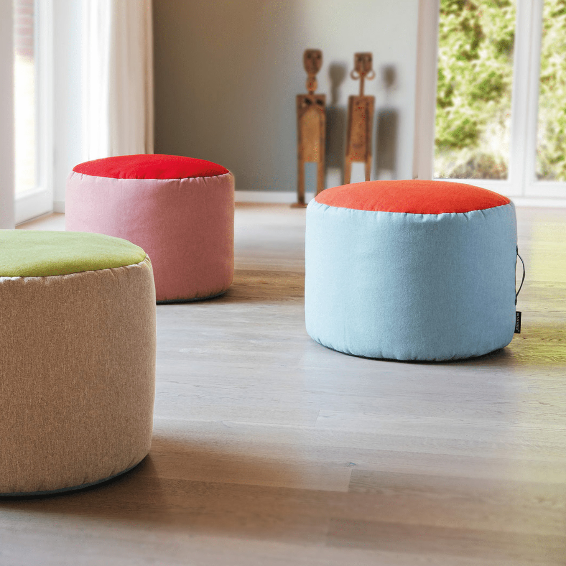 Pouf rotund reversibil Sky REMEMBER, albastru, 40xØ55 cm