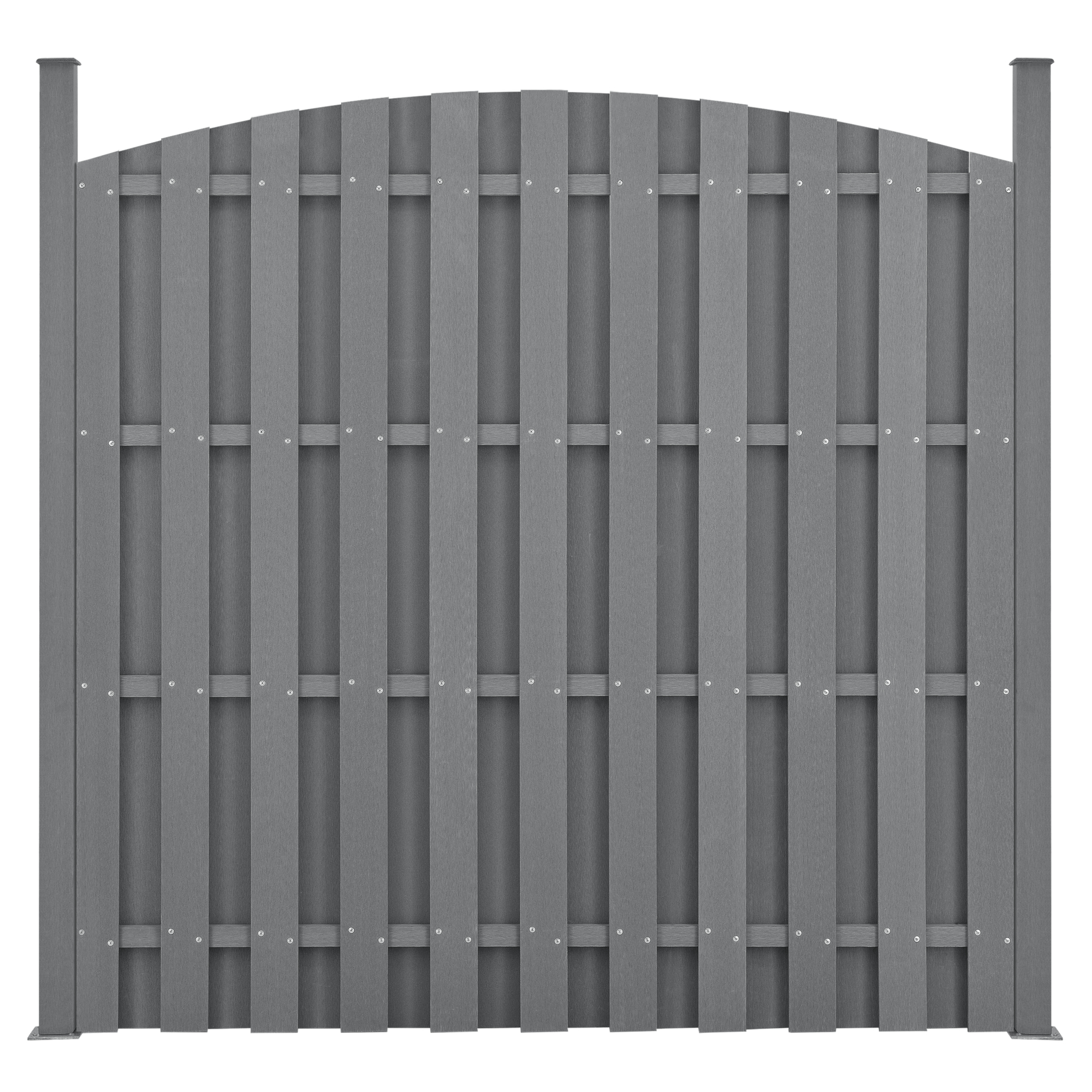 Gard din WPC gri 185x193 cm cu arcada, stalpi si montaj inclus