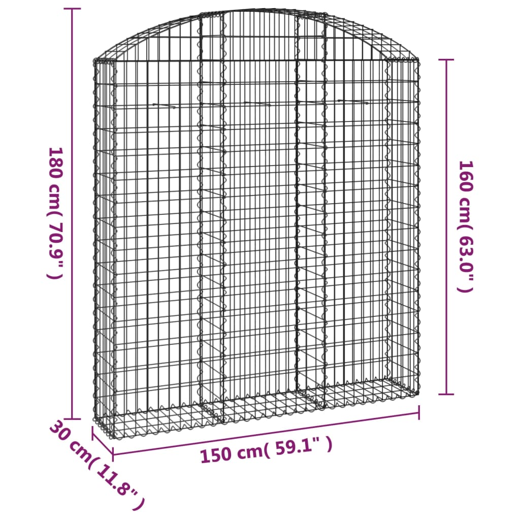 Coș gabion arcuit, 150x30x160/180 cm, fier galvanizat GartenMobel Dekor