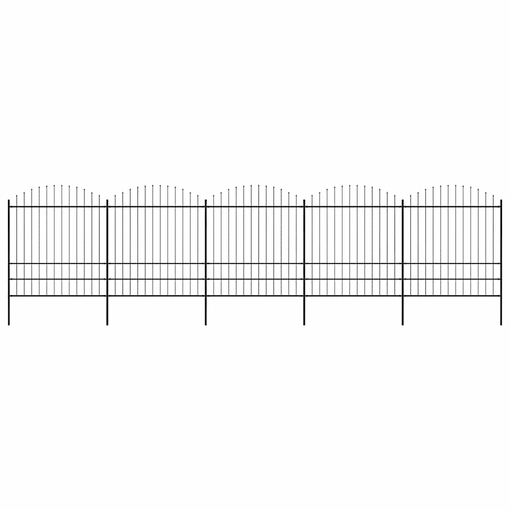 Gard de grădină cu vârf tip suliță din oțel 892,5x200 cm, negru GartenMobel Dekor