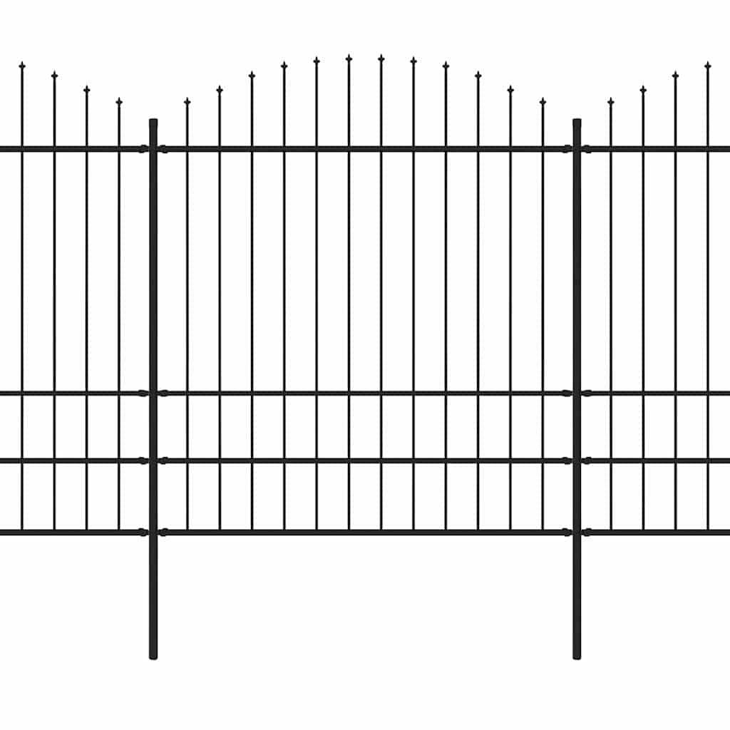 Gard de grădină cu vârf tip suliță din oțel 892,5x200 cm, negru GartenMobel Dekor